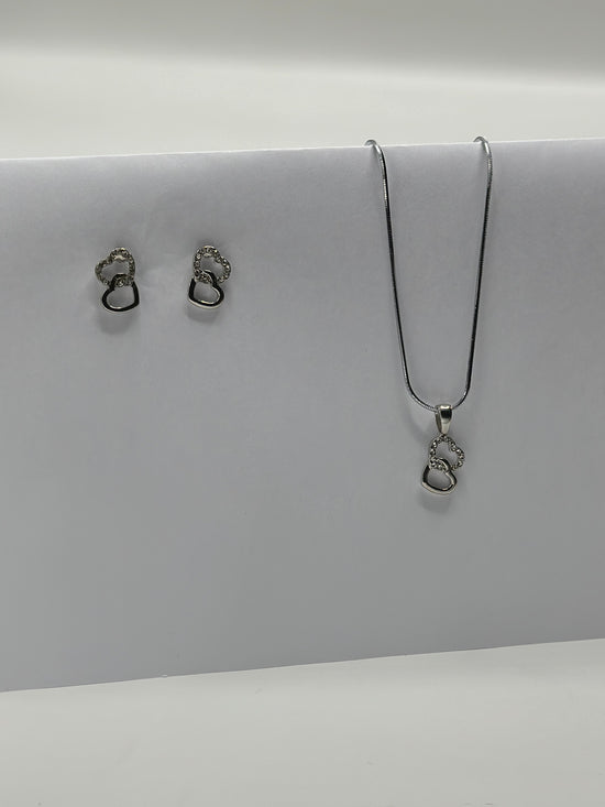 Delicate Heart Pendant and Earring Set